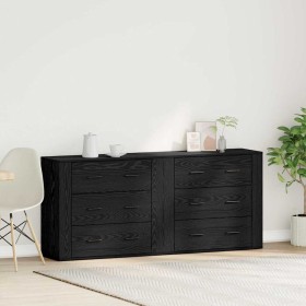 Aparador Roble Negro 160 x 33 x 70 cm Madera contrachapada