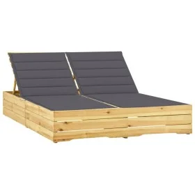Tumbona doble y cojines madera pino impregnada gris antracita de vidaXL, Tumbonas - Ref: Foro24-3065969, Precio: 331,54 €, De...