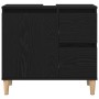 Juego de muebles de baño con cajón 3 pcs Negro 30 x 30 x 180 cm