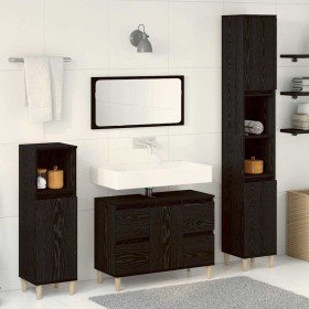 Juego de muebles de baño con cajón 3 pcs Negro 30 x 30 x 180 cm