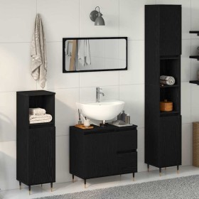 Conjunto de Muebles de Baño 3 pcs Roble Negro 30 x 30 x 190 cm
