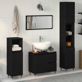 Conjunto de Muebles de Baño 3 pcs Roble Negro 30 x 30 x 190 cm