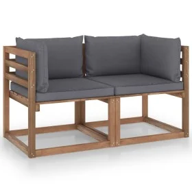 2-seater pallet garden sofa with anthracite cushions by vidaXL, Garden sets - Ref: Foro24-3067272, Price: 139,74 €, Discount: %