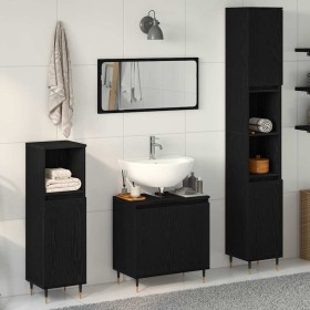 Conjunto de Muebles de Baño 3 pcs Roble Negro 30 x 30 x 190 cm