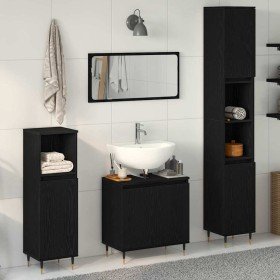 Conjunto de Muebles de Baño 3 pcs Roble Negro 30 x 30 x 190 cm