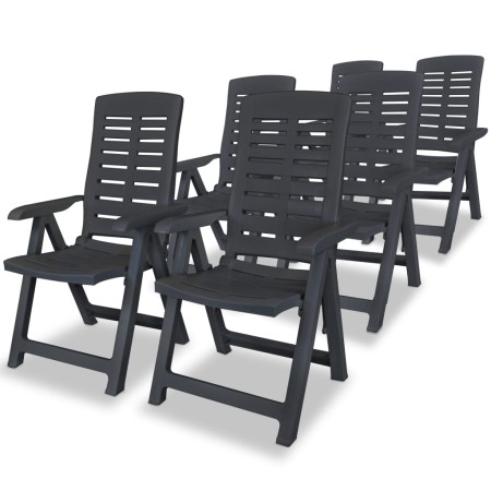 Sillas de jardín reclinables 6 unidades plástico gris antracita by vidaXL, Garden chairs - Ref: Foro24-275072, Price: 404,96 ...