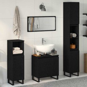 Juego de muebles de baño 3 pcs Negro 30 x 30 x 190 cm
