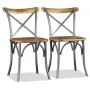 Esszimmerstühle 6 Stück Mangoholz Rückenlehne Stahl Kreuz von vidaXL, Essstühle - Ref: Foro24-274909, Preis: 660,61 €, Rabatt: %