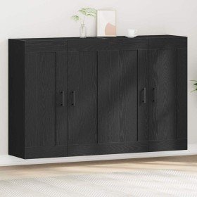 Mueble de pared 2 pcs Roble negro 160 x 34 x 90 cm