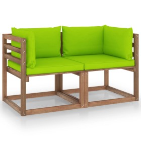 2-Sitzer-Paletten-Gartensofa mit lindgrünen Kissen von vidaXL, Gartensets - Ref: Foro24-3067283, Preis: 125,20 €, Rabatt: %
