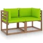 2-seater garden sofa made of pallets with lime green cushions by vidaXL, Garden sets - Ref: Foro24-3067283, Price: 139,44 €, ...