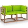 2-Sitzer-Paletten-Gartensofa mit lindgrünen Kissen von vidaXL, Gartensets - Ref: Foro24-3067283, Preis: 125,20 €, Rabatt: %