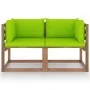 2-seater garden sofa made of pallets with lime green cushions by vidaXL, Garden sets - Ref: Foro24-3067283, Price: 139,44 €, ...