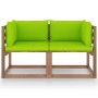 2-Sitzer-Paletten-Gartensofa mit lindgrünen Kissen von vidaXL, Gartensets - Ref: Foro24-3067283, Preis: 125,20 €, Rabatt: %