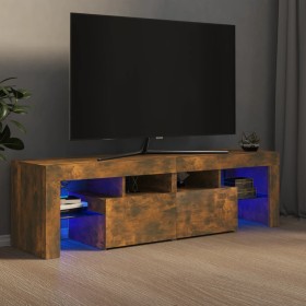 TV-Schrank mit LED-Leuchten, Farbe Eiche geräuchert, 140 x 36,5 x 40 cm von vidaXL, TV-Möbel - Ref: Foro24-822641, Preis: 92,...