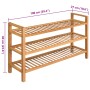 Zapatero con 3 estantes madera maciza de roble 100x27x60 cm