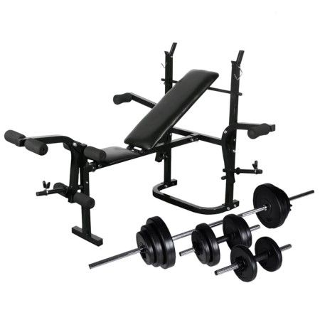 Weight bench with bars and dumbbells 30.5 kg by vidaXL, Weight lifting machines - Ref: Foro24-275368, Price: 259,88 €, Discou...