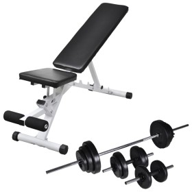 Training bench with a set of weights and dumbbells 30.5 kg by vidaXL, Weight lifting machines - Ref: Foro24-275351, Price: 19...