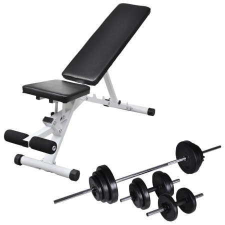 Training bench with a set of weights and dumbbells 30.5 kg by vidaXL, Weight lifting machines - Ref: Foro24-275351, Price: 19...