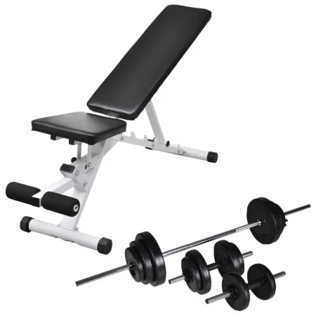 Trainingsbank mit Hantelset und Hanteln 30,5 kg von vidaXL, Gewichthebermaschinen - Ref: Foro24-275351, Preis: 198,46 €, Raba...