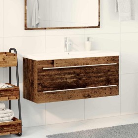 Gabinete de lavabo con recipiente con cajón 2 pcs Madera vieja
