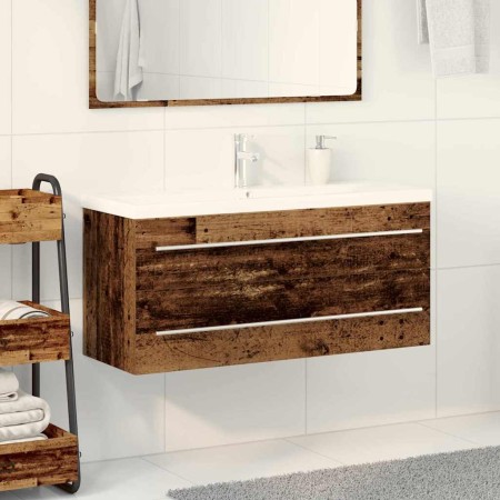 Gabinete de lavabo con recipiente con cajón 2 pcs Madera vieja