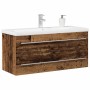 Gabinete de lavabo con recipiente con cajón 2 pcs Madera vieja