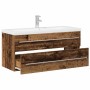Gabinete de lavabo con recipiente con cajón 2 pcs Madera vieja