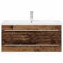 Gabinete de lavabo con recipiente con cajón 2 pcs Madera vieja