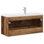 Gabinete de lavabo con recipiente con cajón 2 pcs Madera vieja