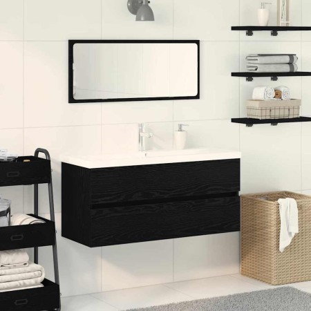 Gabinete para Lavabo con puerta Roble negro 100 x 39 x 62 cm