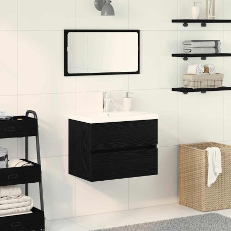 Gabinete para Lavabo con puerta Roble negro 60 x 39 x 62 cm