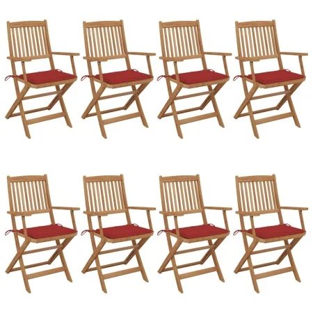 Folding garden chairs 8 pcs solid acacia wood and cushions by vidaXL, Garden chairs - Ref: Foro24-3074973, Price: 483,65 €, D...