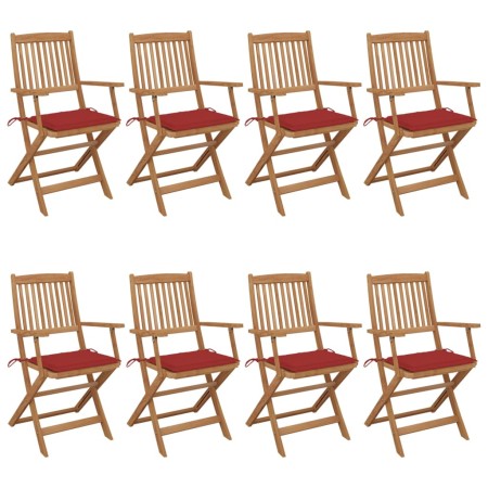 Klappbare Gartenstühle 8 Stk. massives Akazienholz und Kissen von vidaXL, Gartenstühle - Ref: Foro24-3074973, Preis: 493,46 €...