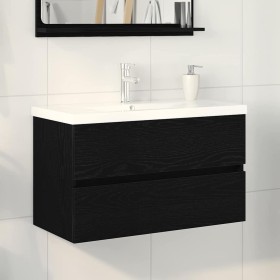 Gabinete para Lavabo con puerta Roble negro 80 x 39 x 62 cm