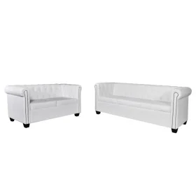 White synthetic leather Chesterfield sofas in 2 and 3-seater sizes. by vidaXL, Sofas - Ref: Foro24-272250, Price: 895,76 €, D...