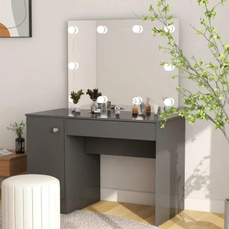 Makeup dressing table with LED lights gray MDF 110x55x145 cm by vidaXL, Bedroom Dressers - Ref: Foro24-331550, Price: 295,01 ...