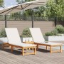 Tumbona 2 pcs Marrón 53 x 202 x 89cm Madera maciza de Acacia