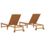 Tumbona 2 pcs Marrón 53 x 202 x 89cm Madera maciza de Acacia