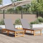 Tumbona 2 pcs Marrón 53 x 202 x 89cm Madera maciza de Acacia
