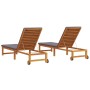 Tumbona 2 pcs Marrón 53 x 202 x 89cm Madera maciza de Acacia