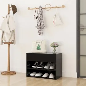 Black engineered wood shoe bench 60x30x45 cm by vidaXL, Shoe racks and shoe organizers - Ref: Foro24-808739, Price: 53,94 €, ...