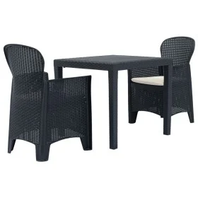 Garden table and chairs 3-piece set, gray plastic with a rattan look. by vidaXL, Garden sets - Ref: Foro24-276113, Price: 240...