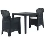 Gartentisch und Stühle 3-teilig grauer Kunststoff Rattan-Optik von vidaXL, Gartensets - Ref: Foro24-276113, Preis: 240,71 €, ...