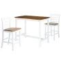 Set mesa y sillas de bar 3 piezas madera maciza marrón y blanco by vidaXL, Furniture sets for kitchens and dining rooms - Ref...