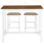 Set mesa y sillas de bar 3 piezas madera maciza marrón y blanco by vidaXL, Furniture sets for kitchens and dining rooms - Ref...