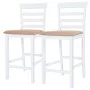 Set mesa y sillas de bar 3 piezas madera maciza marrón y blanco by vidaXL, Furniture sets for kitchens and dining rooms - Ref...