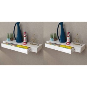 Estantes de pared flotantes con cajones 2 uds blanco 80 cm de vidaXL, Estantes y estanterías - Ref: Foro24-276002, Precio: 10...
