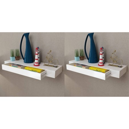 Floating wall shelves with drawers 2 units white 80 cm by vidaXL, Shelves and shelves - Ref: Foro24-276002, Price: 104,80 €, ...