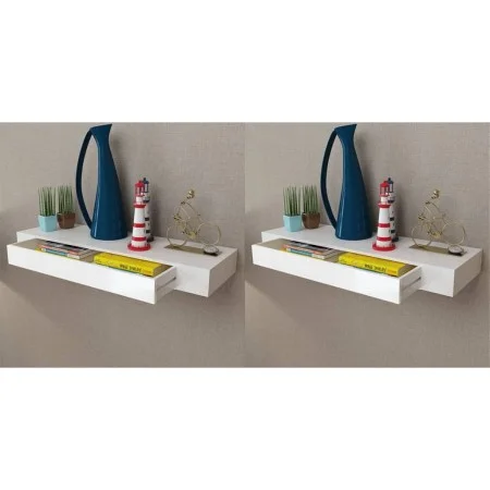 Floating wall shelves with drawers 2 units white 80 cm by vidaXL, Shelves and shelves - Ref: Foro24-276002, Price: 101,99 €, ...